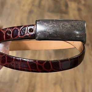 harken skinny leather belt 1775 croc embossed Sz M